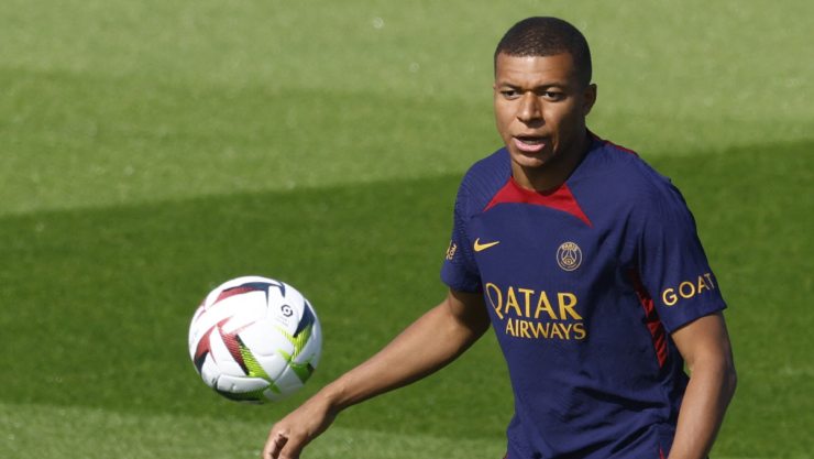 Mbappé en entrenamiento del PSG