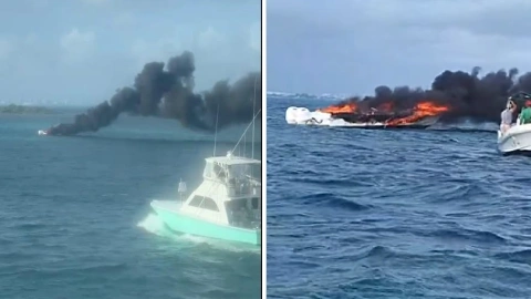 Yate se incendia mientras cruzaba a Isla Mujeres la mañana de este 1 de abril; esto se sabe