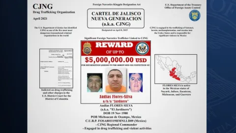 “El Jardinero” del CJNG es buscado por Estados Unidos desde 2020; ofrecen 5 millones de dólares por información que ayude a su captura.