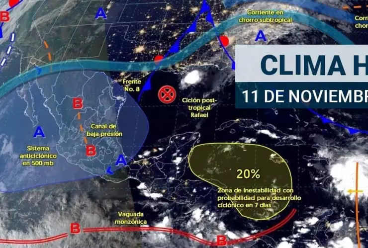 Frente frío 8 dejará fuertes lluvias en algunos estados; así el clima hoy 11 de noviembre