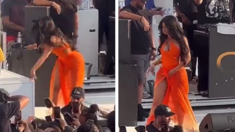 Cardi B arroja micrófono en escenario