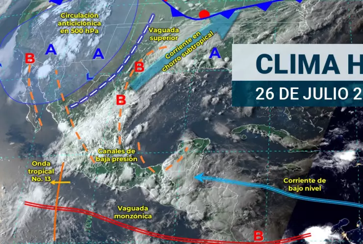 El pronóstico del clima hoy viernes 26 de julio prevé lluvias intensas