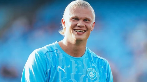 Erling Haaland previo a uno de los amistosos del Manchester City