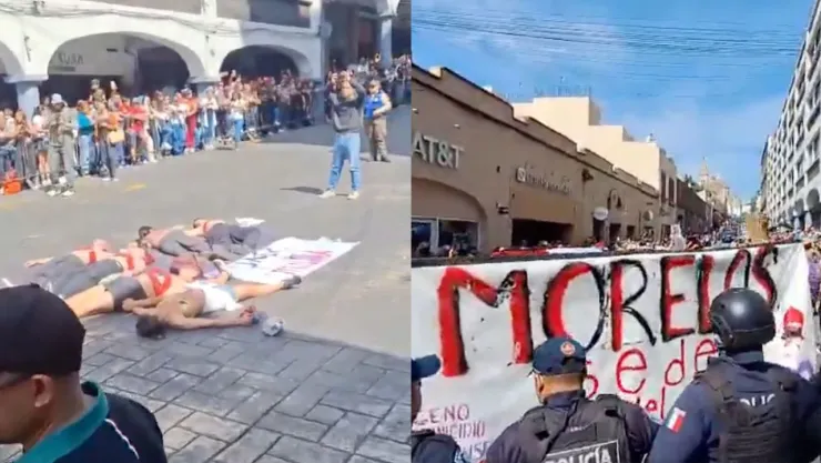 Estudiantes de la UAEM irrumpen desfile militar en Cuernavaca.