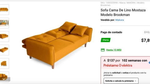 As&iacute; es el sof&aacute; cama que oferta Elektra