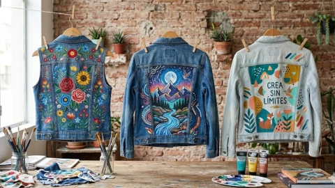 5 ideas para reciclar chaquetas de mezclilla viejas y convertirlas en arte: son pintadas a mano