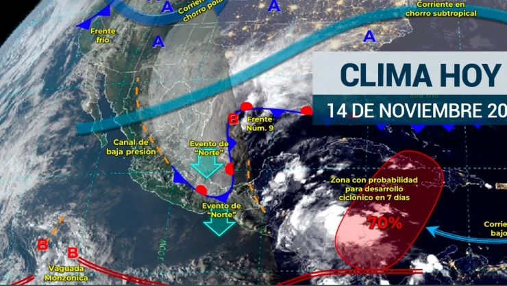 Norte provocará fuertes oleajes; así será el clima en México el 14 de noviembre