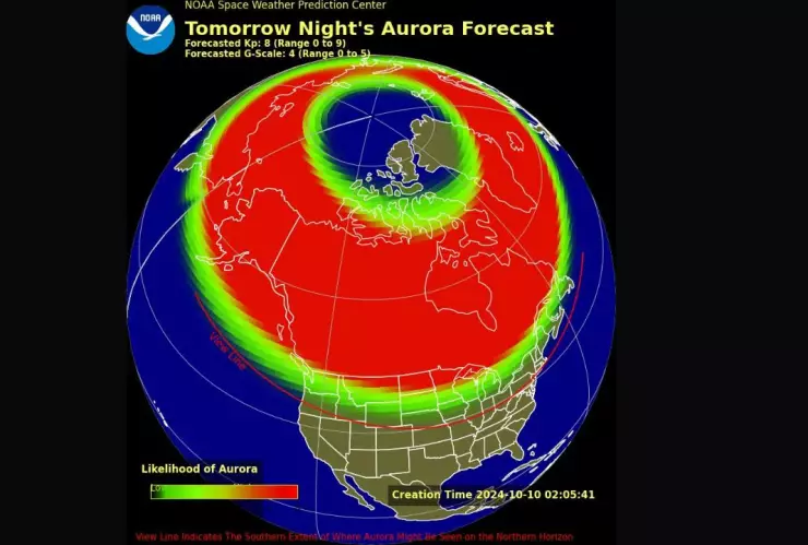 Mapa del al tormenta geomagnética
