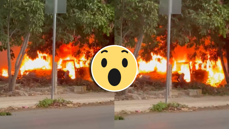 Automóvil se incendia en la Región 94 de Cancún; bomberos extinguen las llamas.jpg