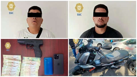 Dos presuntos extorsionadores en CDMX fueron detenidos.