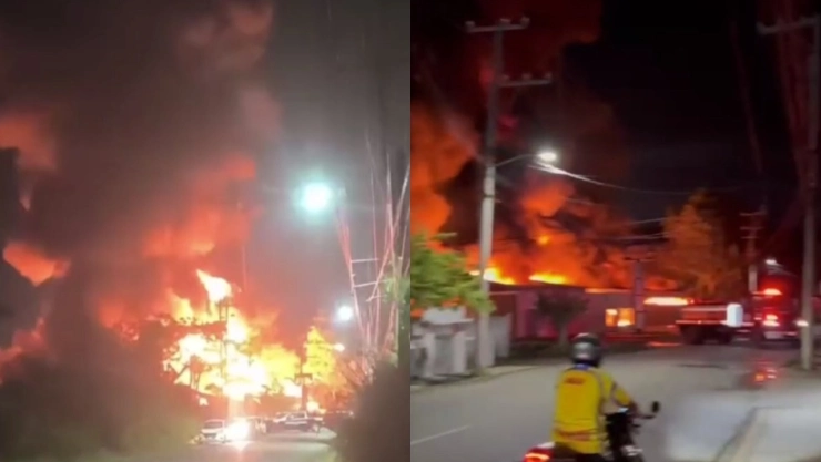 Incendio en bodega de plásticos de Villahermosa despierta a vecinos entre humo y llamas