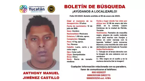 ¿Lo has visto Emiten boletín de búsqueda en Yucatán por desaparición de hombre