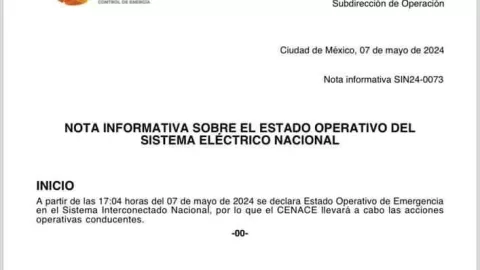CENACE confirma APAGONES en varios puntos de México ante advertencia de Estado Operativo de Emergencia
