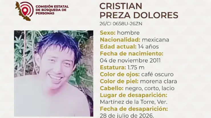 ¡ALERTA! Cristian Preza Dolores, menor desaparecido en Veracruz ¿Qué sabemos de su desaparición?