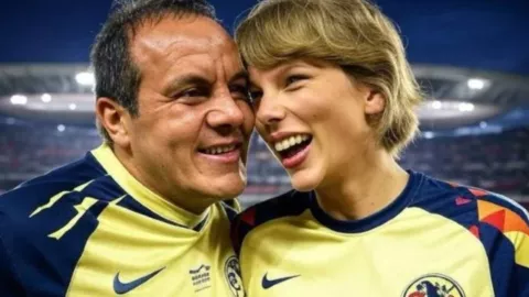 Cuauhtémoc Blanco y Taylor Swift, imagen creada con Inteligencia Artificial.