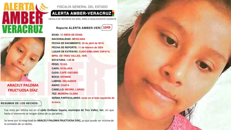Alerta Amber Aracely Paloma Fructuosa Díaz Veracruz