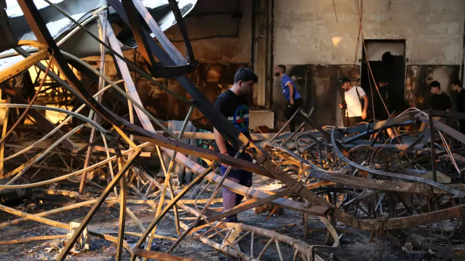 Lugar de un incendio donde se celebraba una boda en Irak