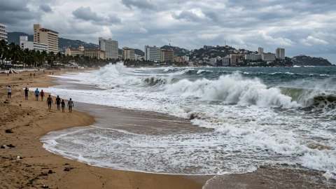 playa de acapulco con mar de fondo. Imagen generada con IA.