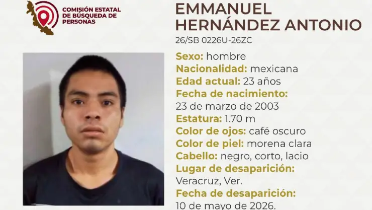 ¡Ayúdalo a volver! Emmanuel Hernández Antonio, joven desaparecido en Veracruz ¿Qué sabemos de su desaparición?