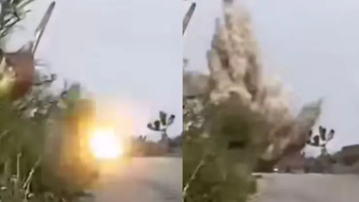 Captan momento exacto del ataque a policías con explosivos en Pinos, Zacatecas (VIDEO)