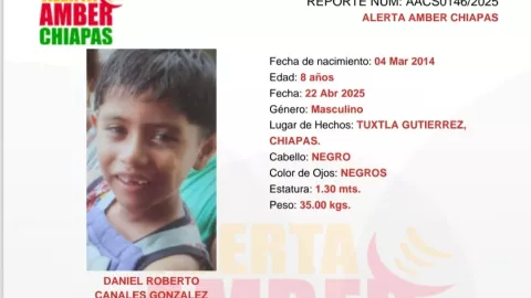 ALERTA AMBER CHIAPAS: Daniel Roberto Canales González desapareció en Tuxtla Gutiérrez