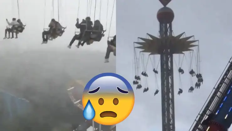 ¡DE TERROR! Personas quedan atrapadas a más de 70 metros de altura; estaban en un juego mecánico| VIDEO