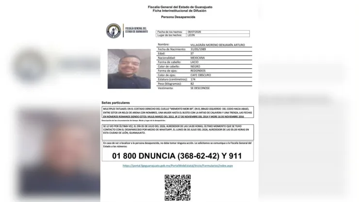 ¡Fue contactado por última por WhatsApp! Urge localizar a Villagrán Moreno Benjamín Arturo, desaparecido en Guanajuato.jpg