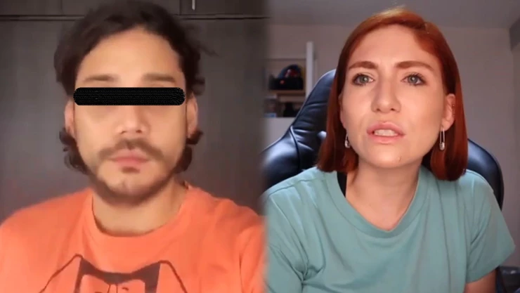 Nath Campos y Rix con los ojos tapados, quien fue vinculado a proceso por el delito de violación equiparada en contra de la youtuber.