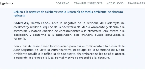 secretaría-de-medio-ambiente-clausura-refinería-de-pemex-en-cadereyta-nuevo-león