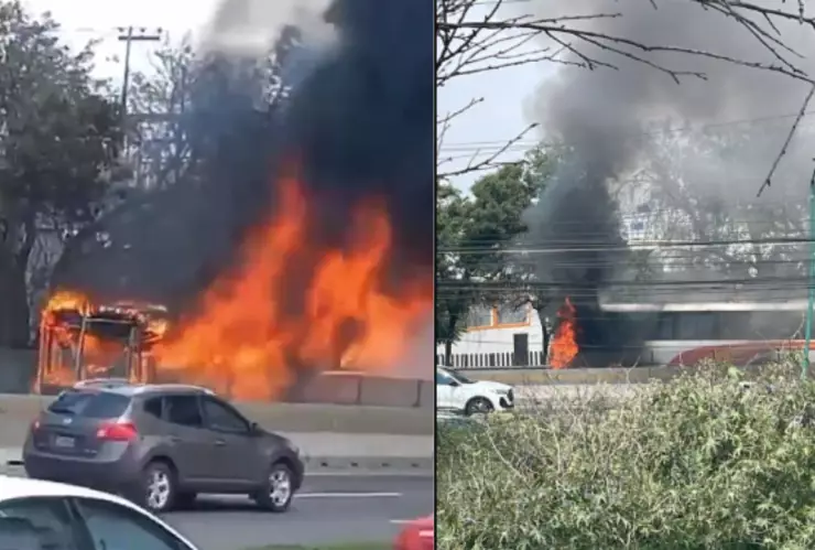 Se incendia autobús de pasajeros en la carretera México-Querétaro a la altura de Tepotzotlán