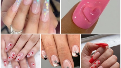 uñas acrílicas corazones diseños