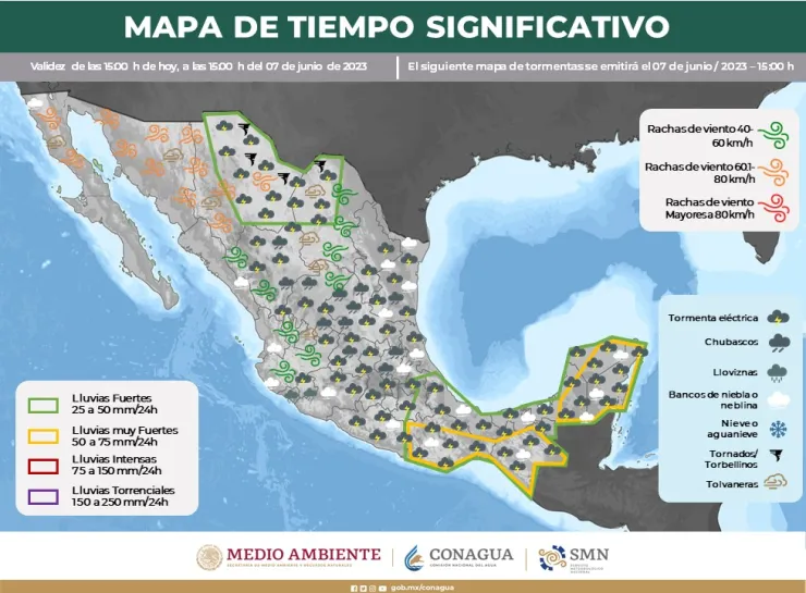 Clima en México 7 de junio 2023