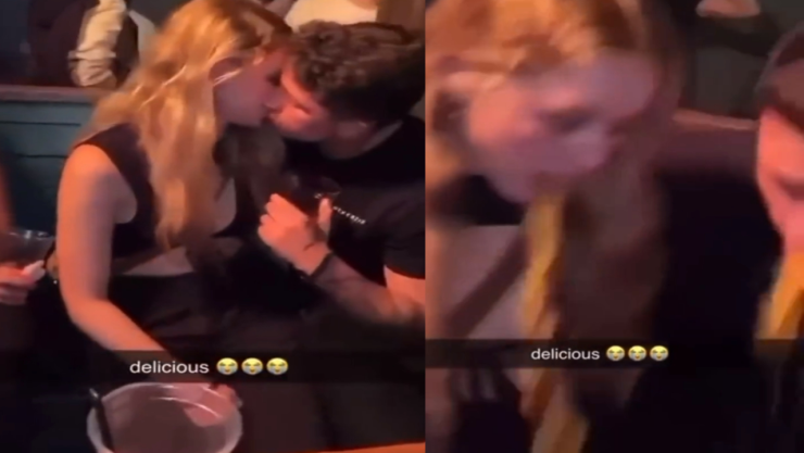 Mujer vomita a su novio en la boca