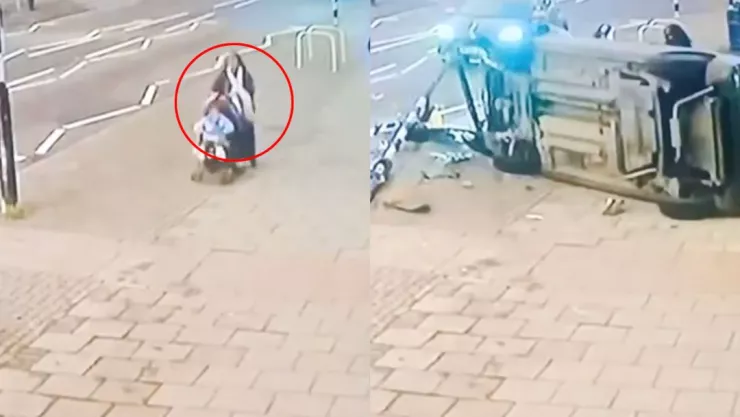 ¡De milagro! Mujer y su bebé se salvan MILAGROSAMENTE de ser atropelladas