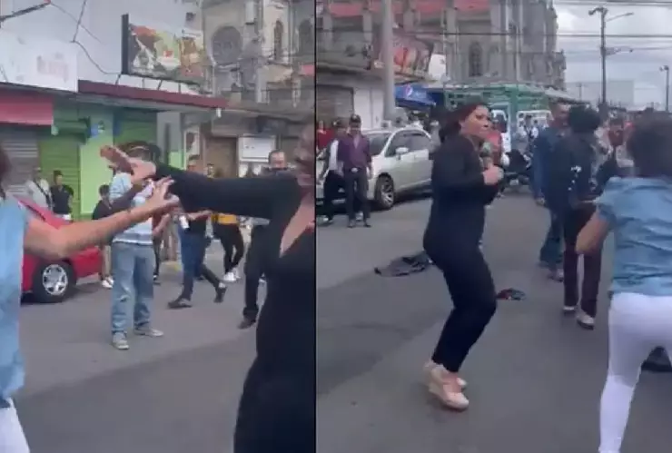 señora noquea a otra en una pelea callejera en Costa Rica (video)