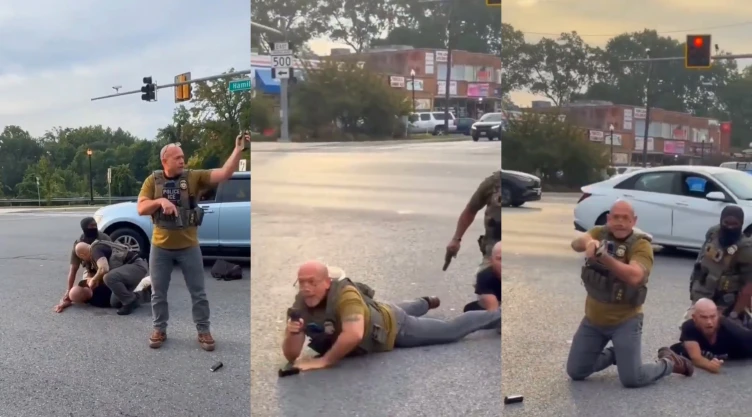 Agente de ICE deja caer su arma y apunta a transeúntes durante arresto en Maryland