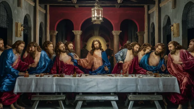 LA ultima cena de Jesuscristo con todos sus apóstoles