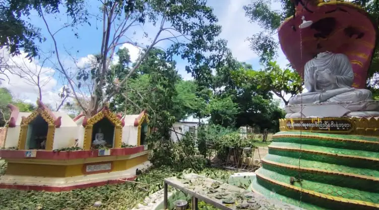 El monasterio budista atacado en la aldea de Swel Le Oh, Myanmar.
