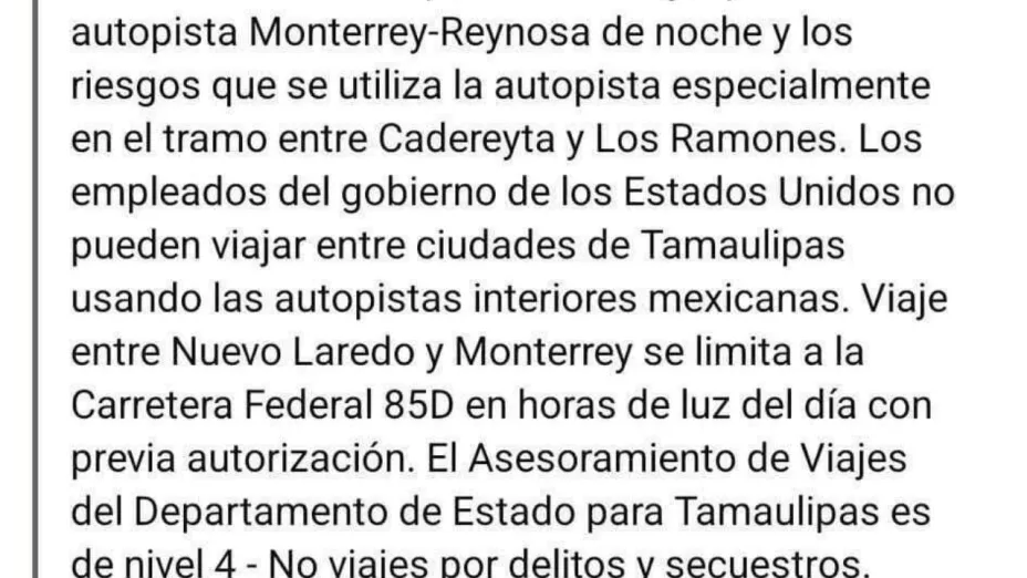 Alerta Consulado Monterrey desapariciones y violencia