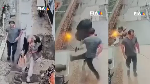 Video de hombre pateando a adulto mayor en las calles en Morelia.jpg