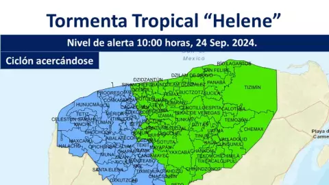 ÚLTIMA HORA_ Decretan ALERTA VERDE en Yucatán por AMENAZA de la Tormenta Tropical Helene