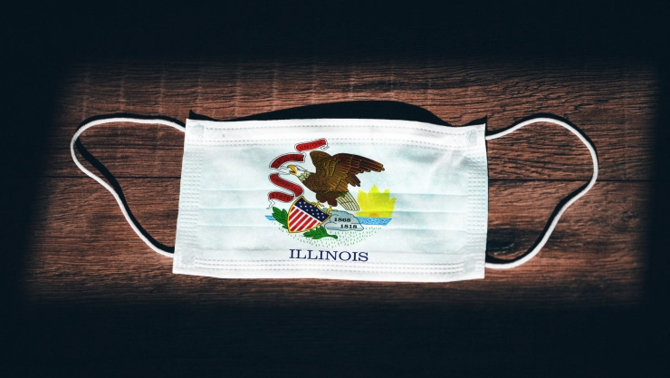 Mascarilla con diseño de la bandera de Illinois
