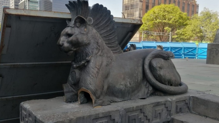 Liberan a sujetos que cortaron monumento a Cuauhtémoc en Paseo de la Reforma