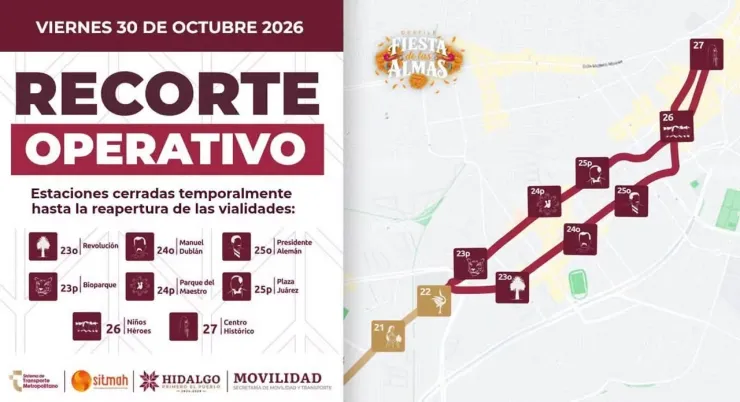 Confirman cierre de 8 estaciones el 30 de octubre cerca del Centro Histórico en esta ruta del Tuzobús por desfile