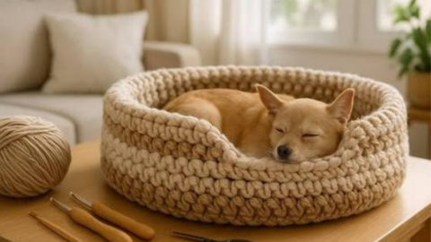 Cómo hacer una cama para gato o perro pequeño a crochet usando una llanta vieja o un huacal