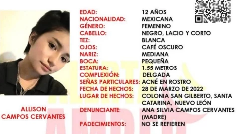 Alerta Amber Allison Campos Nuevo León
