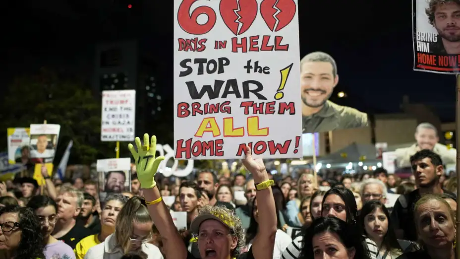 Manifestación por 600 días que israelíes fueron tomados como rehenes por Hamás.