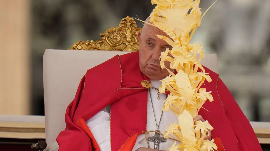 Papa Francisco en la misa del Domingo de Ramos el 24 de marzo de 2024.