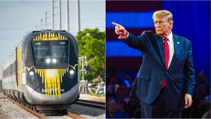 Tren Brightline y el presidente de EU, Donald Trump