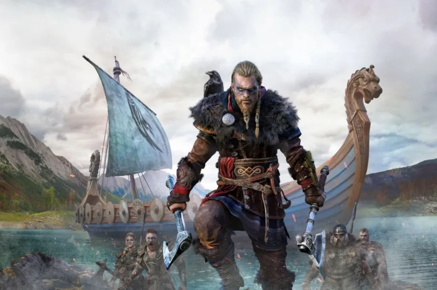 Assassin’s Creed: Valhalla (2020)
Nos lleva a la era vikinga con Eivor, explorando Inglaterra y Noruega. Aunque tiene elementos interesantes, su duración excesiva y su sistema de progresión hicieron que algunos jugadores lo sintieran repetitivo.
Crédito: Ubisoft Montréal